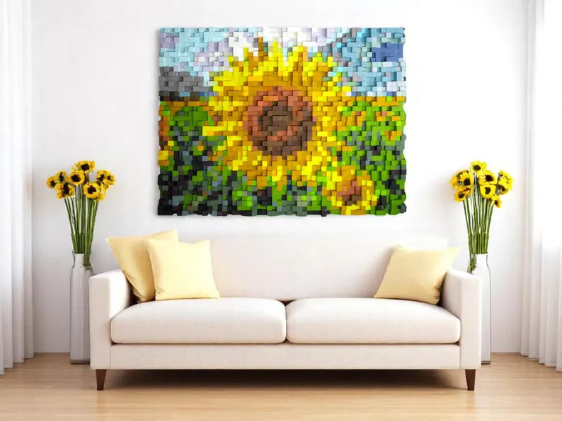Sunflower Wood Mosaic Wall Decor