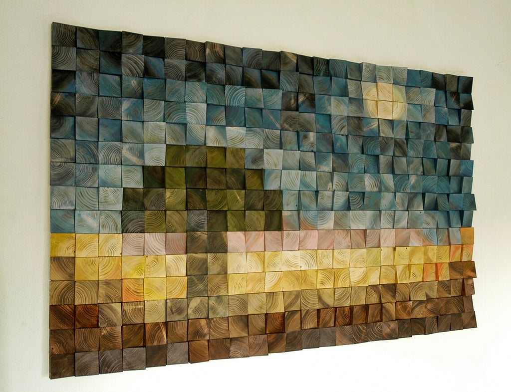 Supermoon Wood Wall Art Wood Mosaic Wall Decor