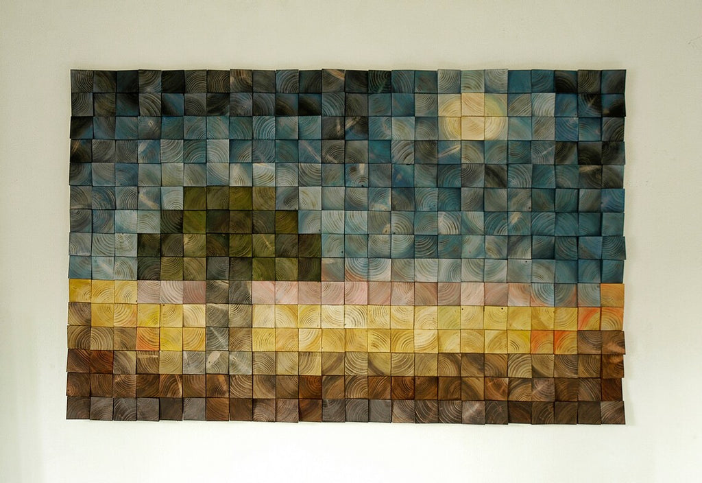 Supermoon Wood Wall Art Wood Mosaic Wall Decor