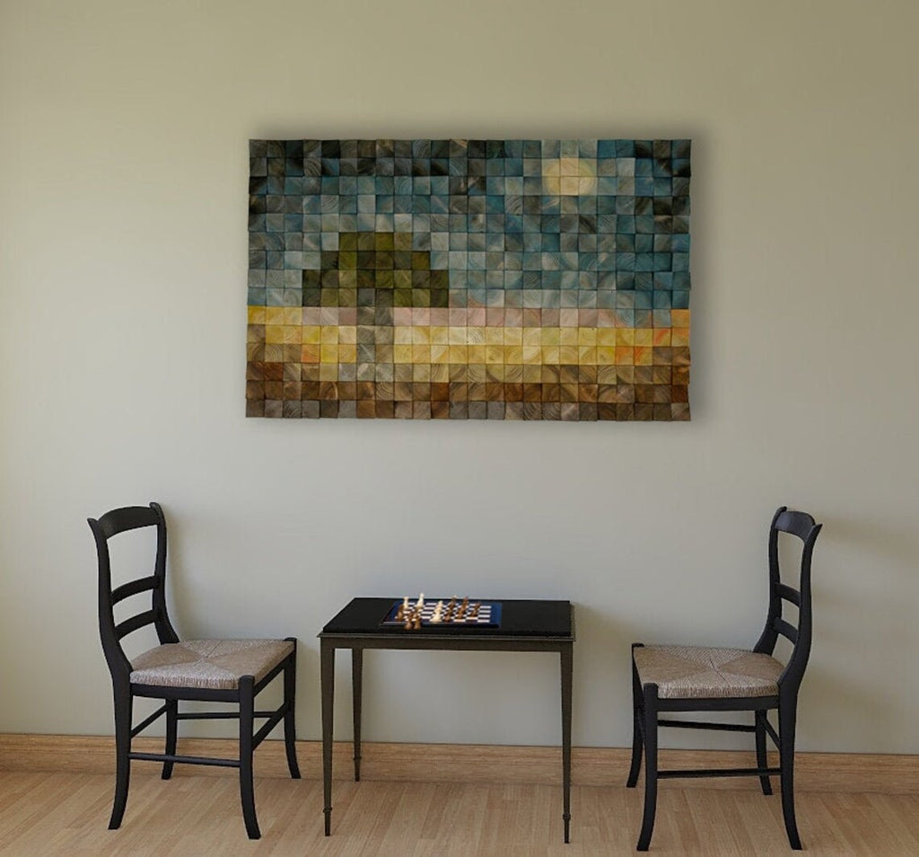 Supermoon Wood Wall Art Wood Mosaic Wall Decor