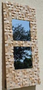 Two Tandem Wood Mirror Mosaic Wall Decor