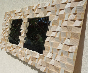 Two Tandem Wood Mirror Mosaic Wall Decor