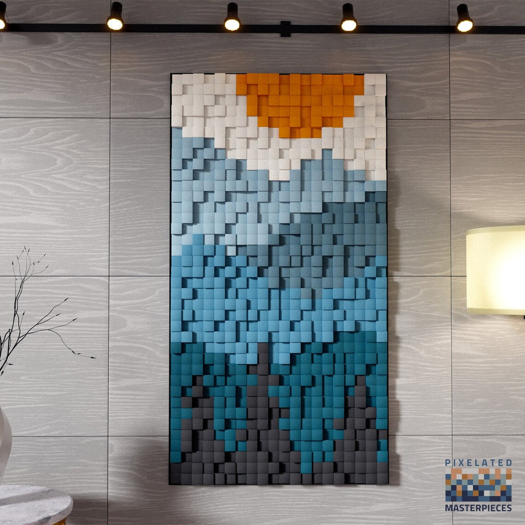 Vertical Mountain Range 3D Wood Mosaic Wall Decor