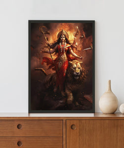 Durga Maa Acrylic LED Light Wall Art