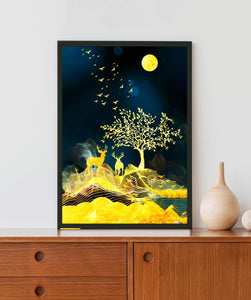 Pleasant Golden Deer Acrylic LED Light Wall Art