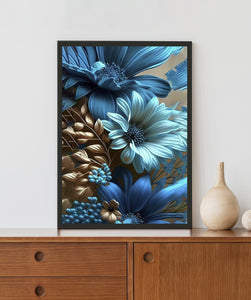 Amazing Bluish Flowers Acrylic LED Light Wall Art