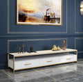 White Modern Steel TV Stand with 3 Drawer