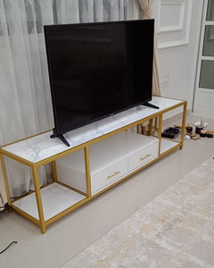 White TV Stand with Storage Media Cabinet