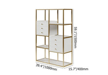 Load image into Gallery viewer, White And Gold Geometric Bookcase 6 Shelves With 6 Drawers Bookshelf
