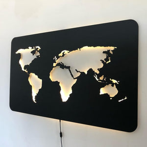 Metal LED World Map Wall Hanging