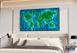 World Map 3D Wood Mosaic Wall Decor