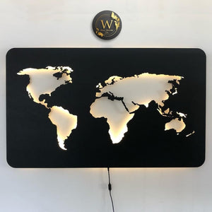 Metal LED World Map Wall Hanging