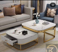 Beautiful Modern White Metallic Coffee Tables (Set of 2)