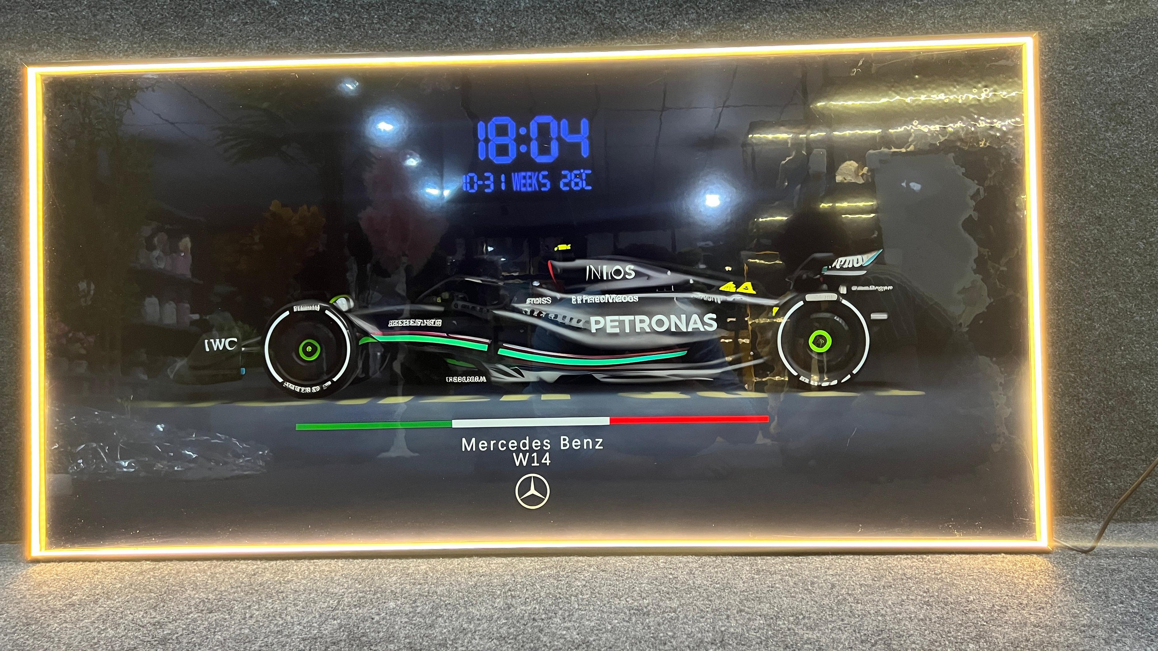 Mercedes Benz Crystal Painting With Digital Clock And Led