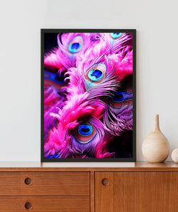 Pinkish Feather Acrylic LED Light Wall Art