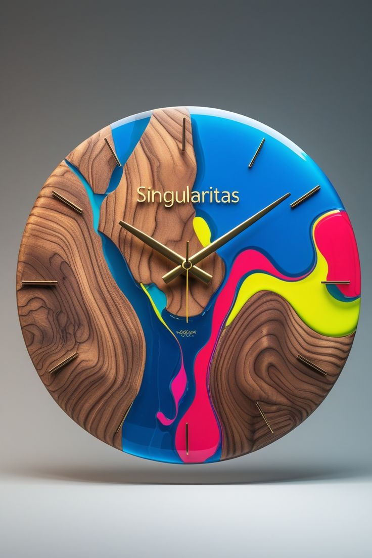 Delightful Wooden Epoxy Resin Wall Clock