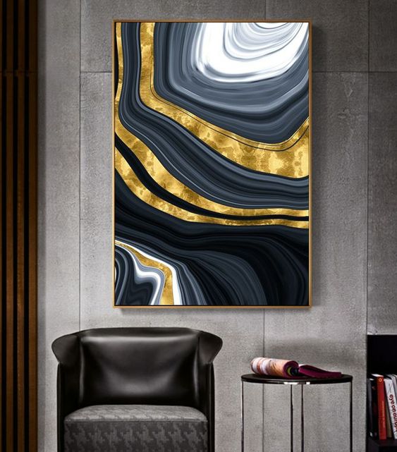 Black and Gold Abstract Resin Wall Art Painting
