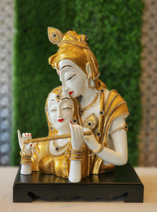Eternal Love Of Lord Radha Krishna Decoration Idol Statue Showpiece White / Gold