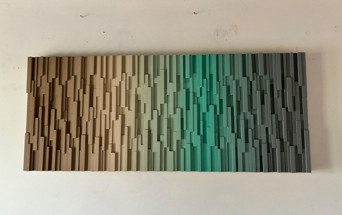 Brown Beige Green Gray Plank Wood Mosaic Wall Decor