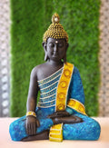 Amazing Lord Buddha Meditation Decoration Idol Statue Showpiece Black / Blue