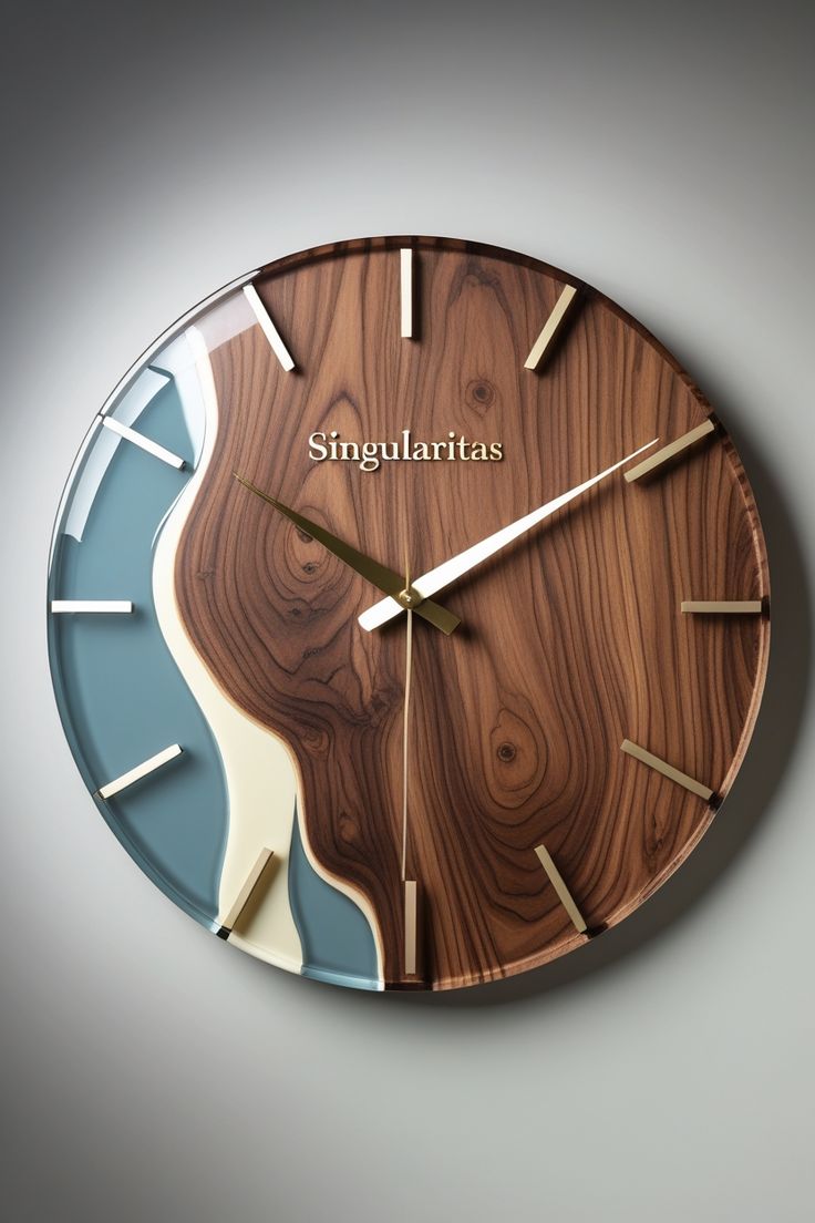 Classical Wooden Epoxy Resin Wall Clock