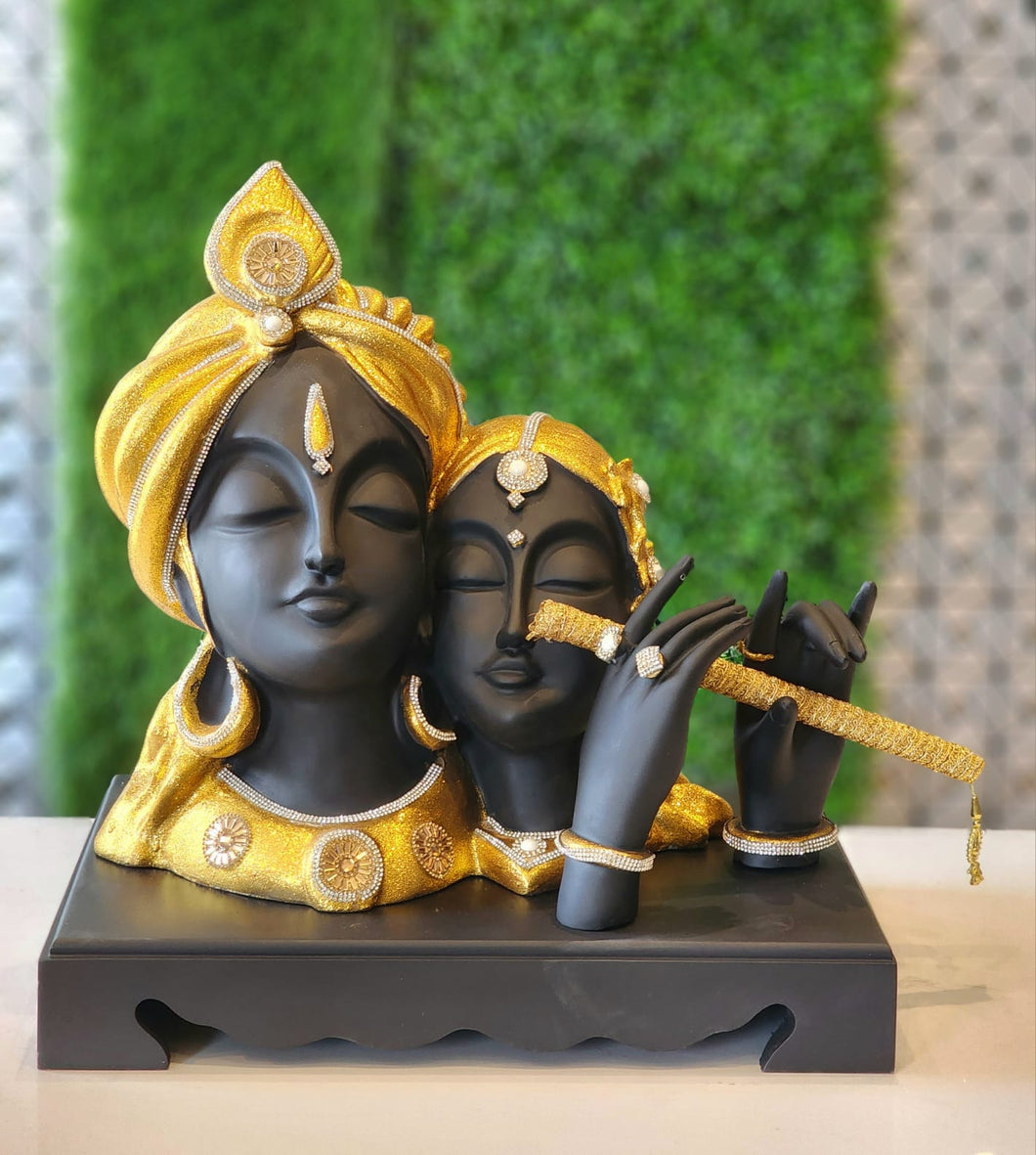 Beautiful Radha Krishna Decoration Idol Statue Showpiece Black / Gold