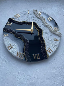 Modern Abstract Black Magic Epoxy Resin Wall Clock