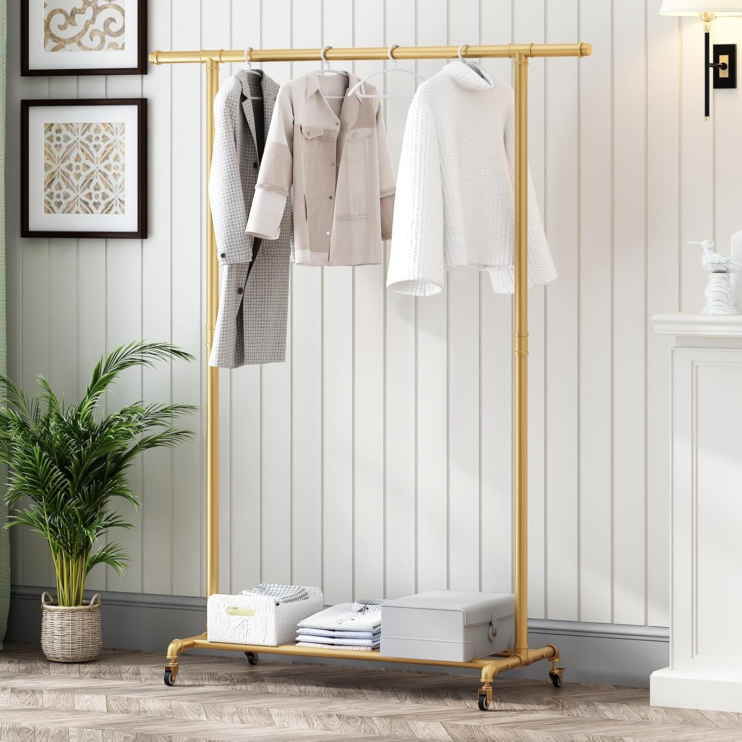 Heavy Duty Metal Clothes Rack With Wheels Modern Entryway Clothing Rack