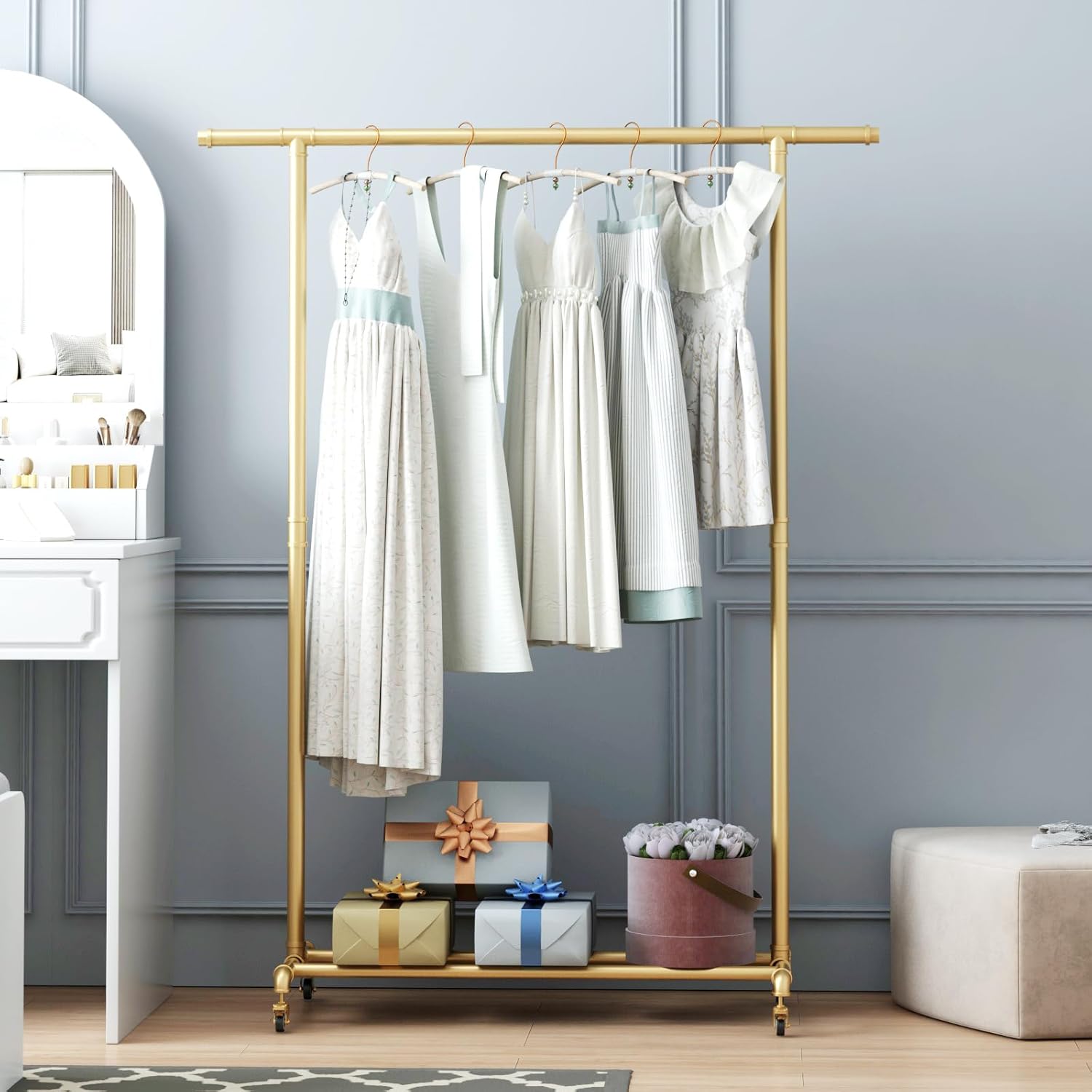Heavy Duty Metal Clothes Rack With Wheels Modern Entryway Clothing Rack