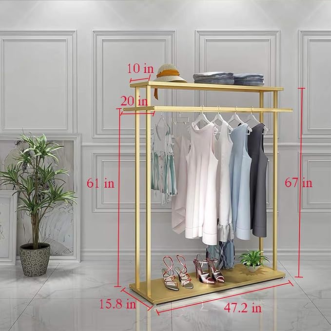 Double Hanging Rods Hangers Clothes Shelves Modern Entryway Clothing Rack