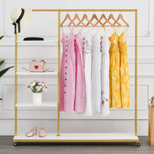 Load image into Gallery viewer, Gold Clothes Racks with 4-Tier Marble Shelves Modern Entryway Clothing Rack
