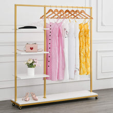 Load image into Gallery viewer, Gold Clothes Racks with 4-Tier Marble Shelves Modern Entryway Clothing Rack
