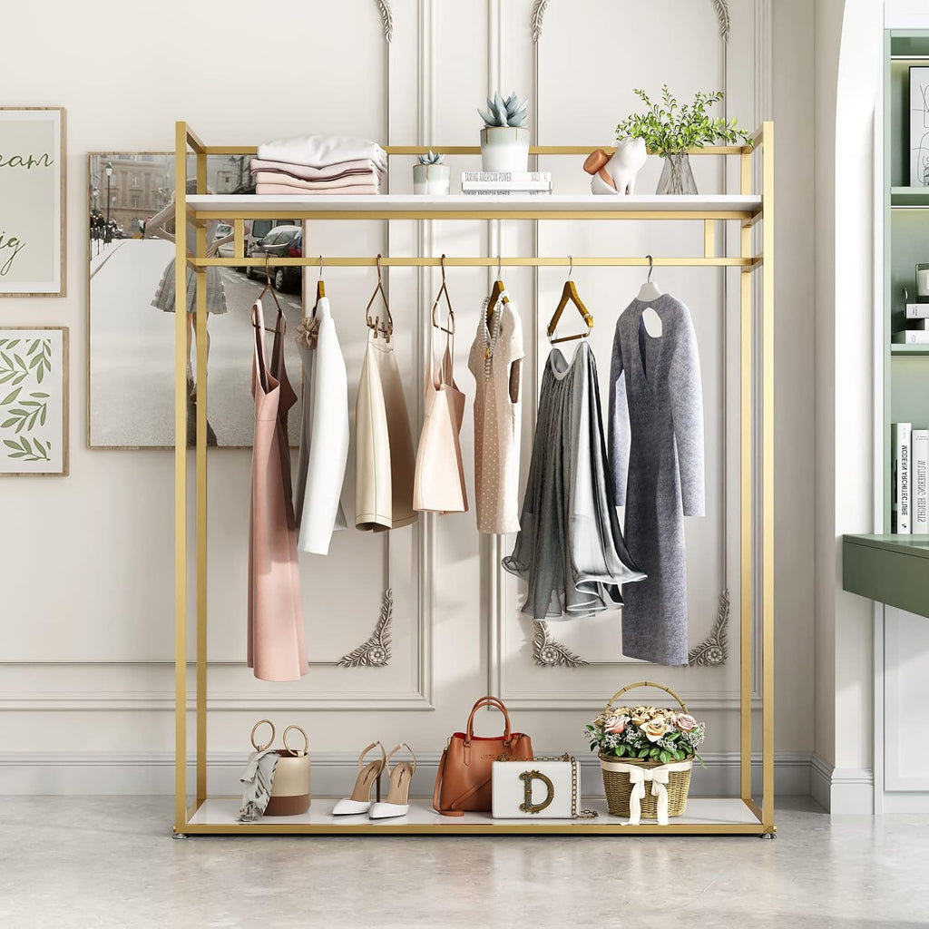 Gold Metal Freestanding Garment Rack Modern Entryway Clothing Rack