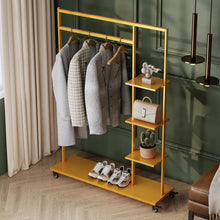 Load image into Gallery viewer, Rolling Garment Rack with Shelves Modern  Entryway Clothing Rack

