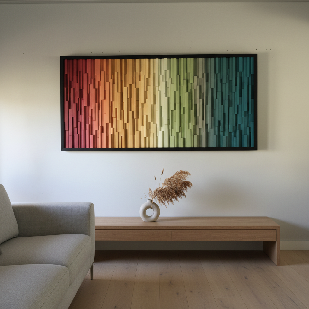 Colorful Wall Art Plank Wood Mosaic Wall Decor