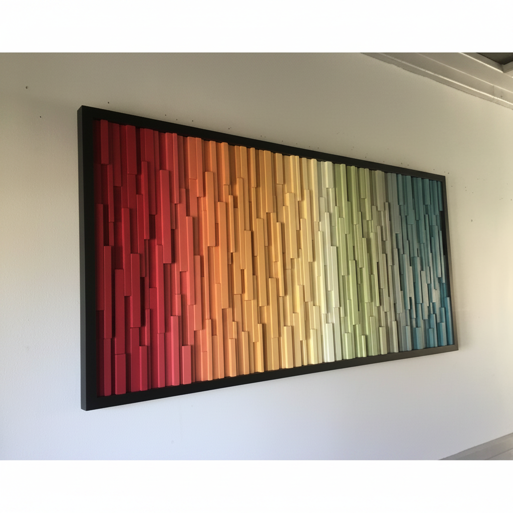 Colorful Wall Art Plank Wood Mosaic Wall Decor