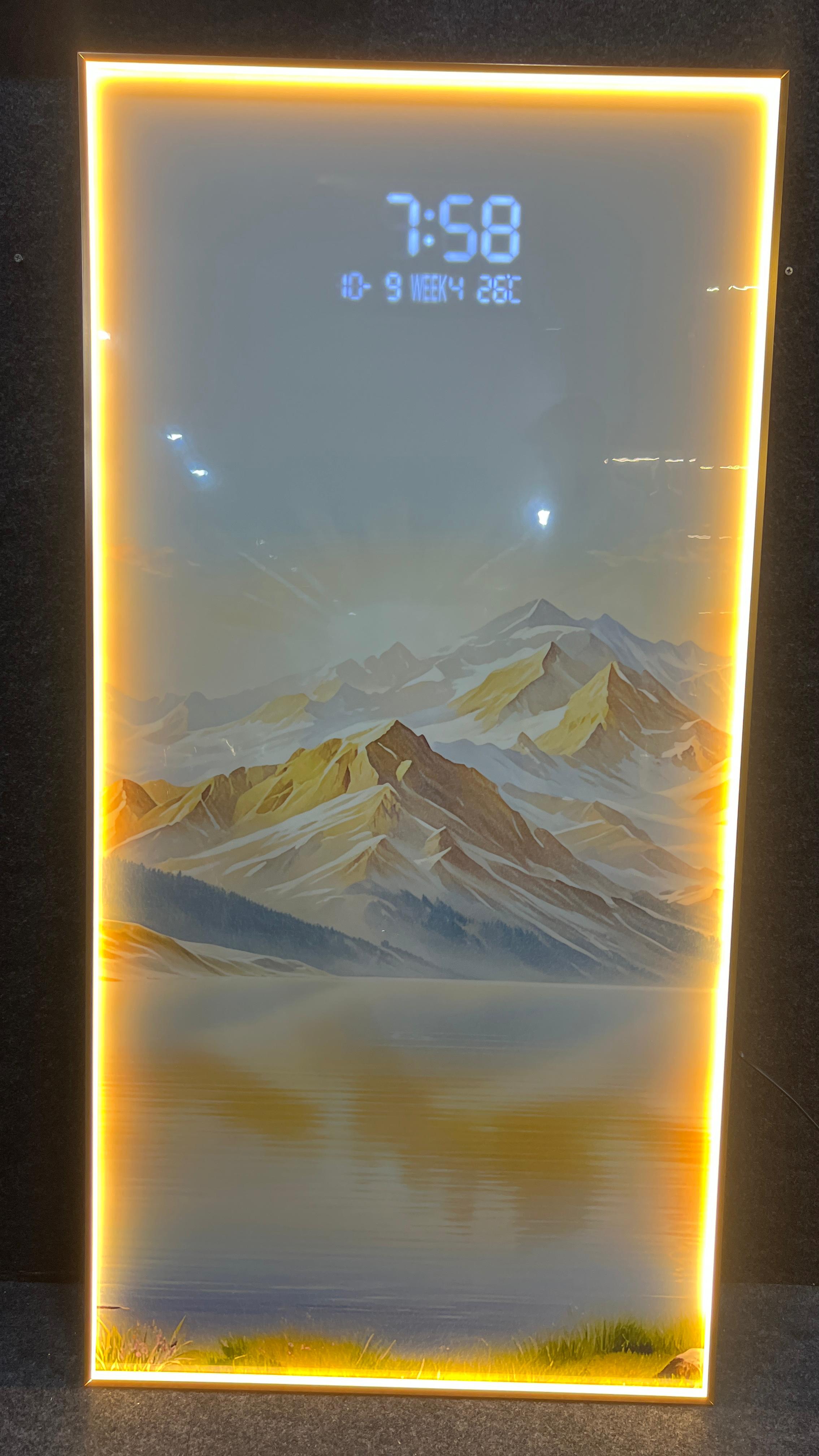 Mountain Love Crystal Painting With Digital Clock And Led