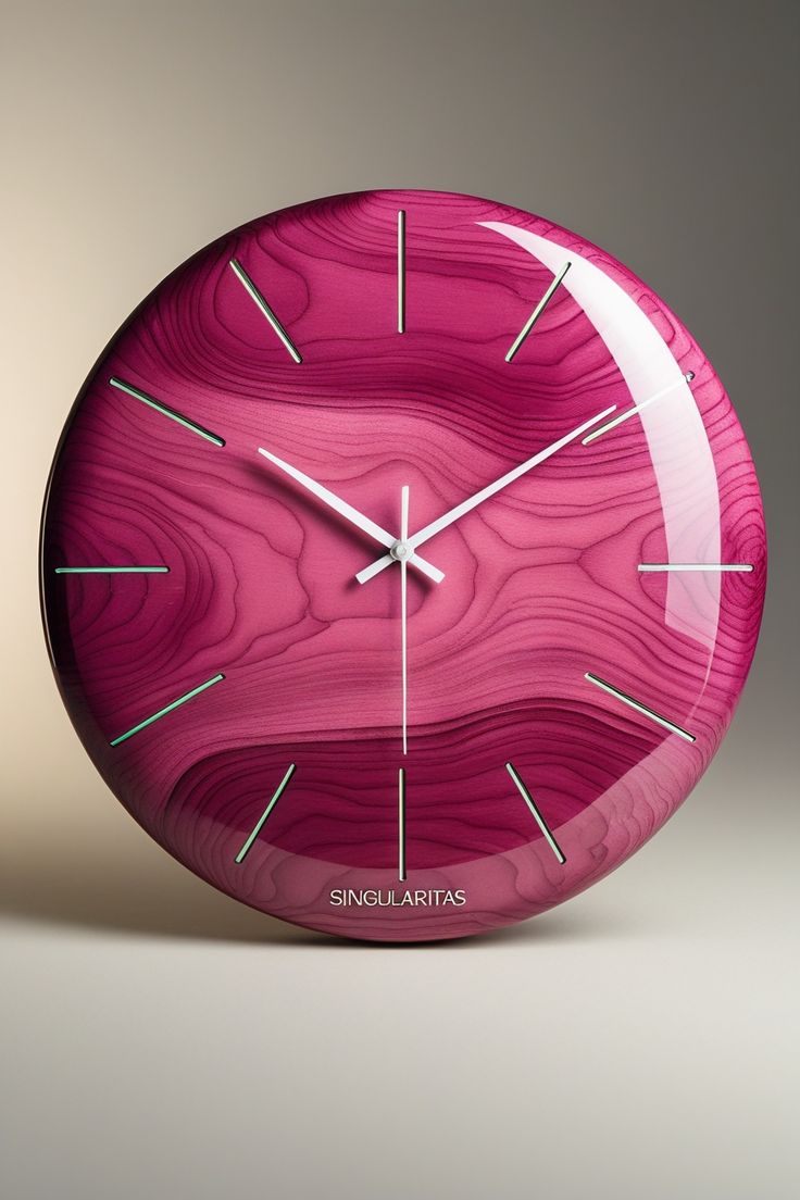 Royal Pink Epoxy Resin Wall Clock