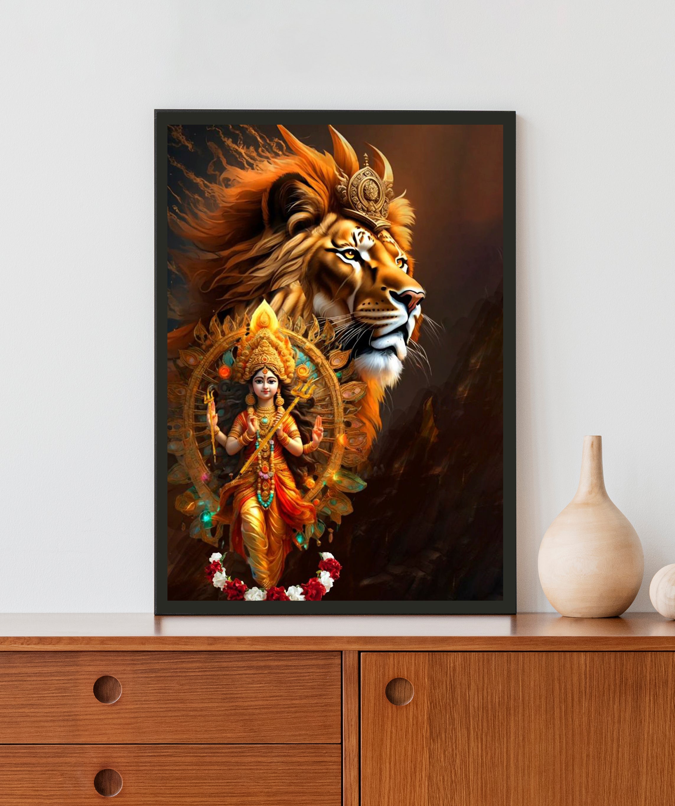 Sherawali Maa Acrylic LED Light Wall Art