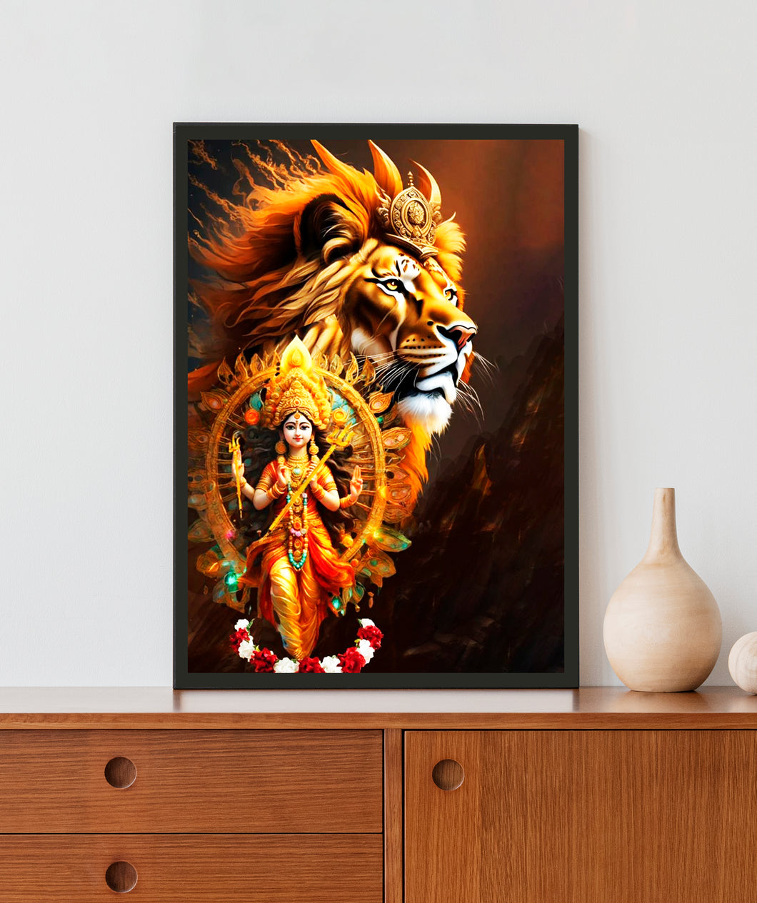 Sherawali Maa Acrylic LED Light Wall Art