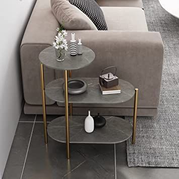 Modern Three Tier Grey Side Table