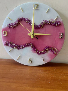 Baby Pink  Epoxy Resin Wall Clock