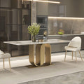 Modern Luxurious Stainless Steel Brass Gold Dinning Table