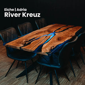 Modern Rustic Epoxy Resin Dining Table with Radium Effect