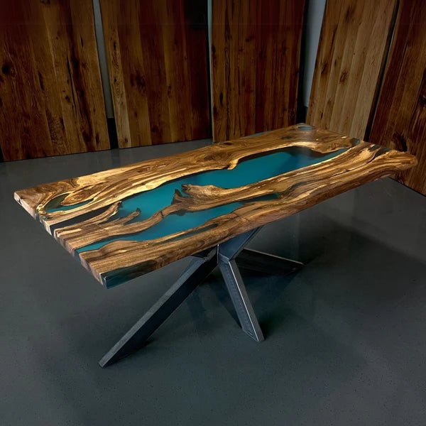 Blue Lake Epoxy Resin Dining Table