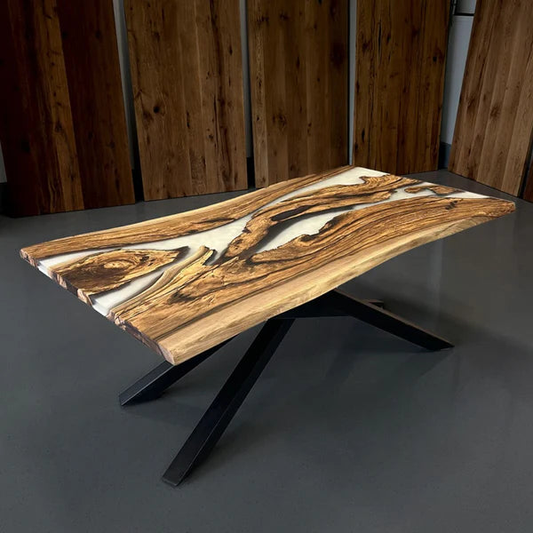 Modern White Epoxy Resin Dining Table
