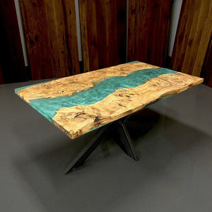 Modern Sky Blue Epoxy Resin Dining Table