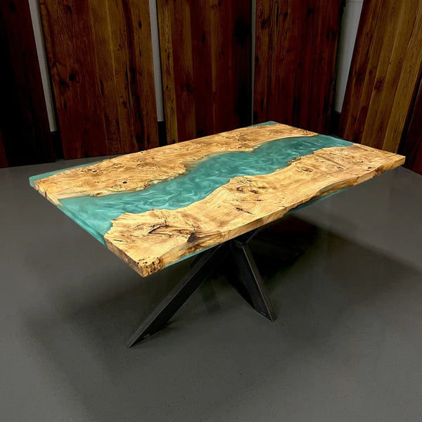 Modern Sky Blue Epoxy Resin Dining Table