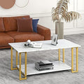 Modern Elegant White Marble Coffee Table With Storage
