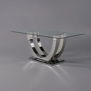 Contemporary Rectangle Tempered Glass Top Dining Table